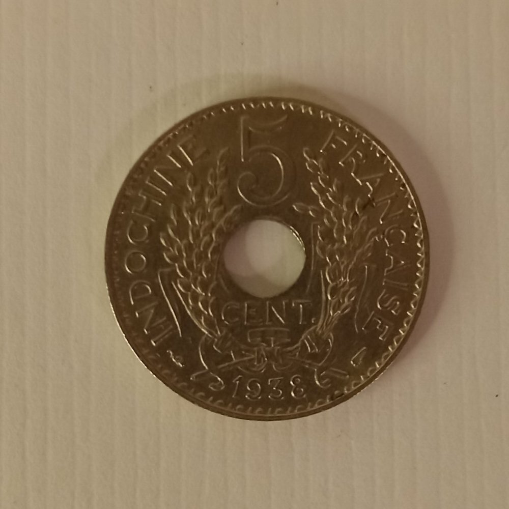 French Indo-China 1938 5 CENT COIN